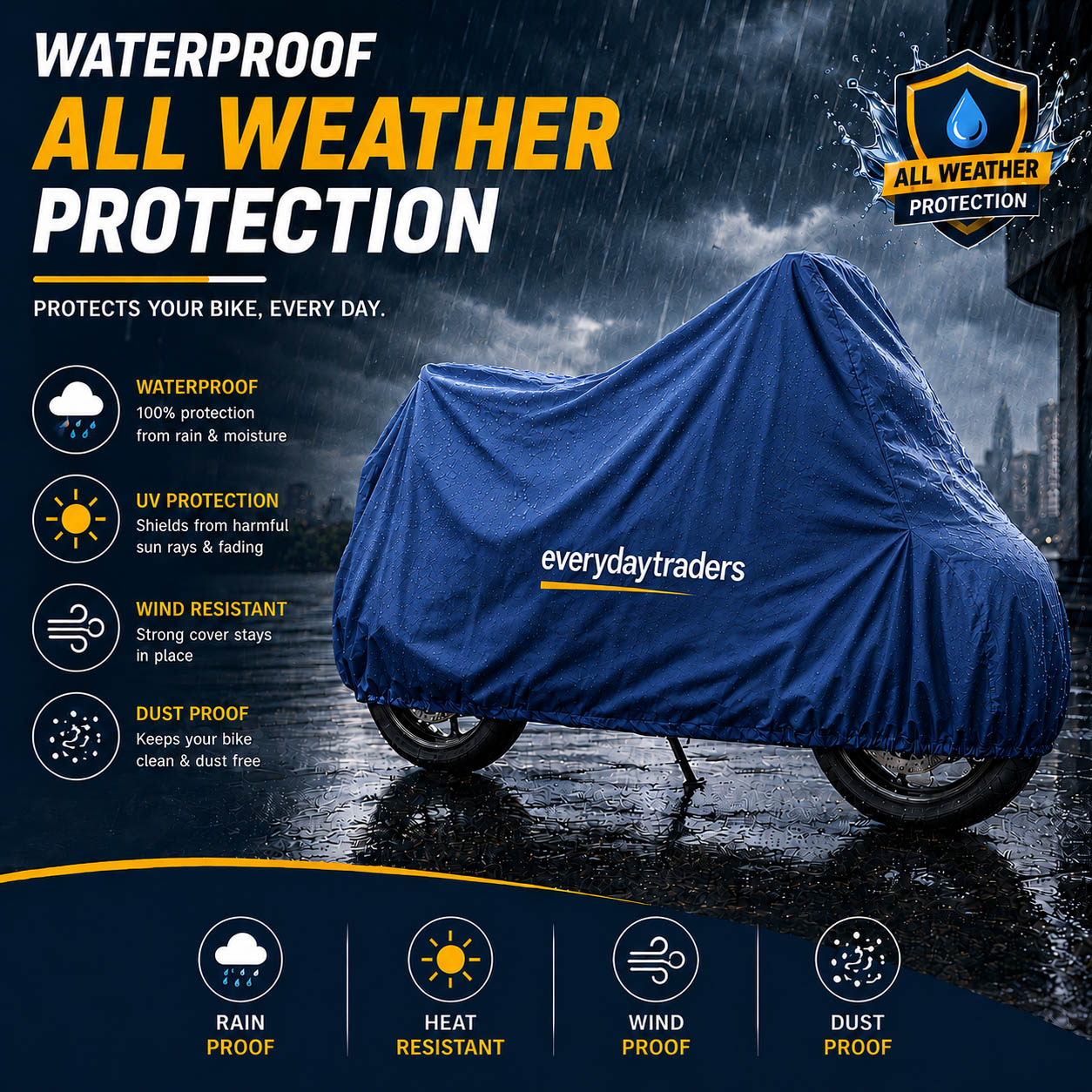 Dust-resistant and Waterproof Bike Blue Covers | Weathertight - Image 2