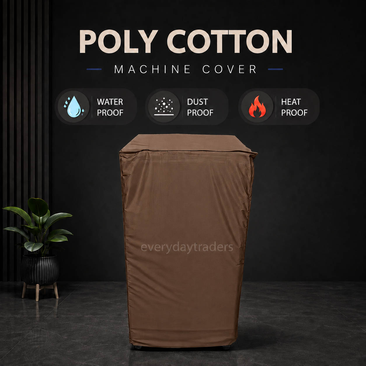 Brown - 100% Waterproof Top Load Washing Machine Cover – Dust & Sun Proof - Image 5